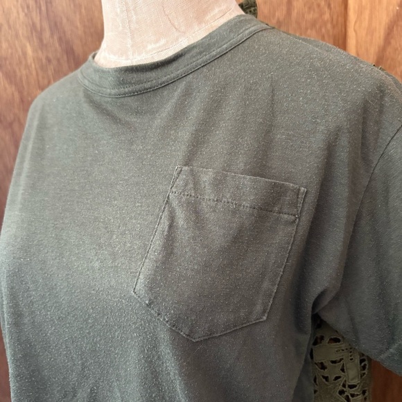 SACAI sz 1 S Dark Olive Green Star Lace Back Pocket T Shirt Tee Short Sleeve - Picture 4 of 12